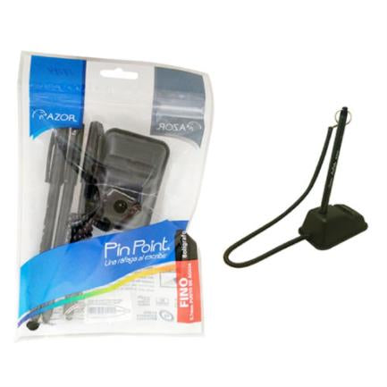 Boligrafo Azor Pin Point Holder Redondo 0.7 Mm Color Negro C/3