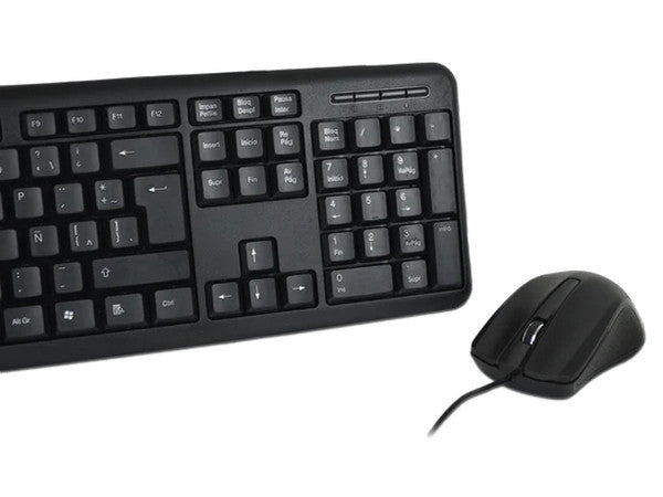 Kit teclado y mouse Perfect Choice alambrico USB resistente a derrames modelo PC-201076 color Negro