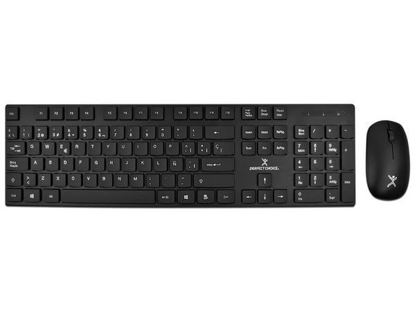 Kit teclado y mouse Perfect Choice Dust Inalámbrico silencioso antiderrames modelo PC-201281color Negro