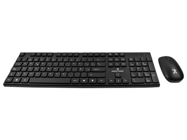 Kit teclado y mouse Perfect Choice Dust Inalámbrico silencioso antiderrames modelo PC-201281color Negro