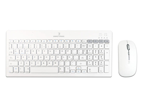 Kit de teclado Perfect Choice 2.4 GHZ+BT clic silencioso modelo PC-201380 color Blanco