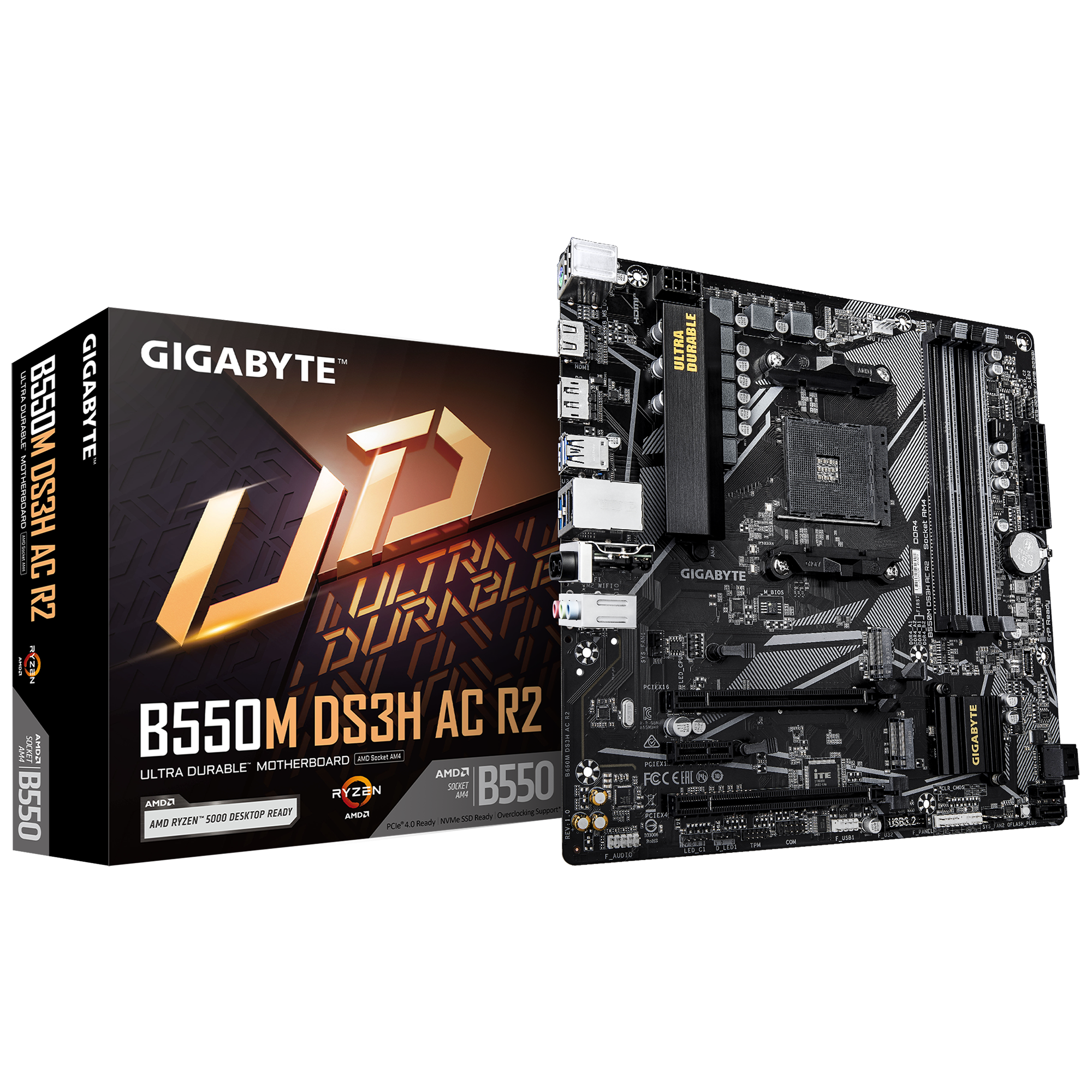 Tarjeta madre Gigabyte B550M DS3H AC R2 1.0 socket AM4 4xDDR4 HDMI DP Wifi Bluetooth