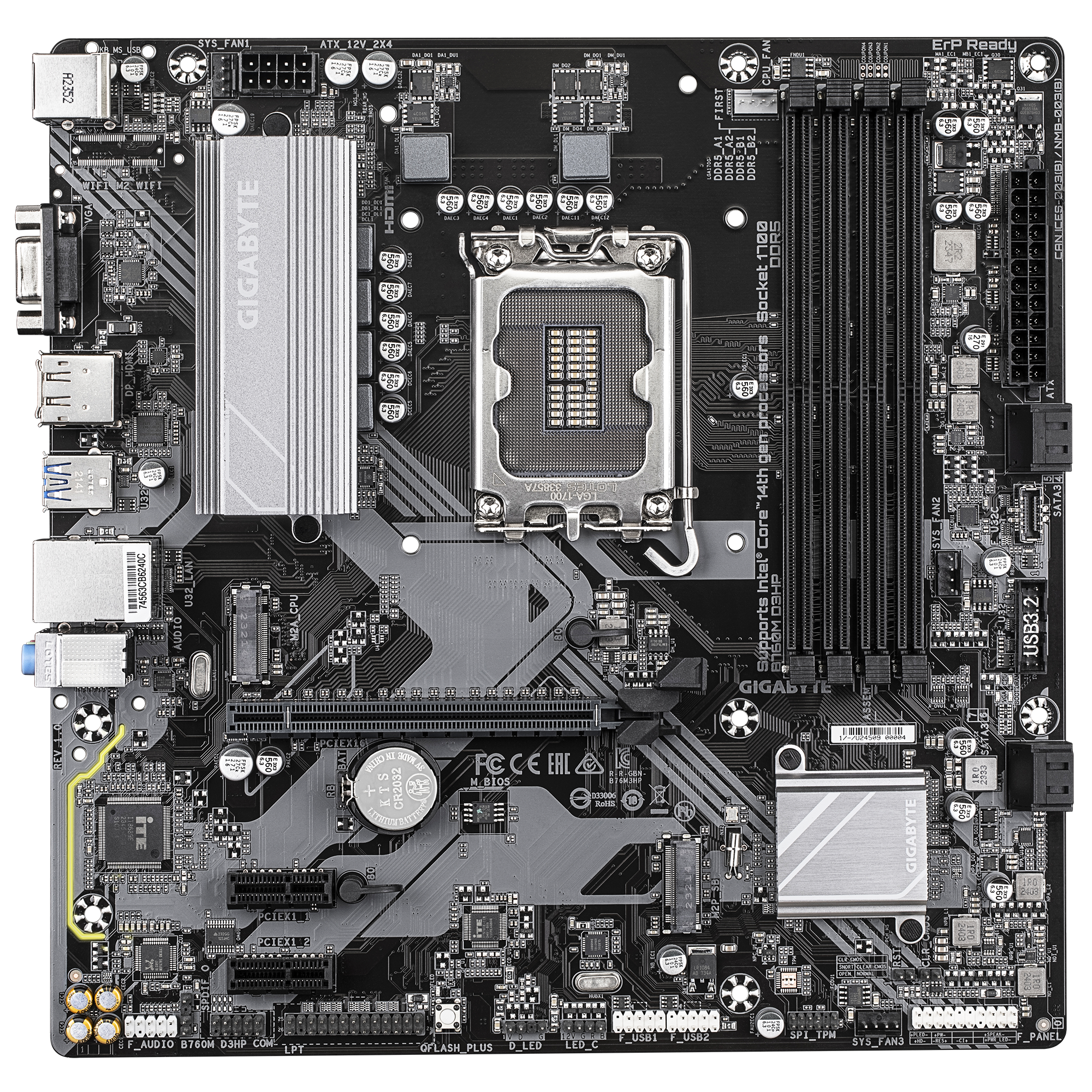 Tarjeta Madre Gigabyte B760M D3HP socket 1700 14a Gen 4xDDR5 1xVGA 1xHDMI 1xDP Micro ATX