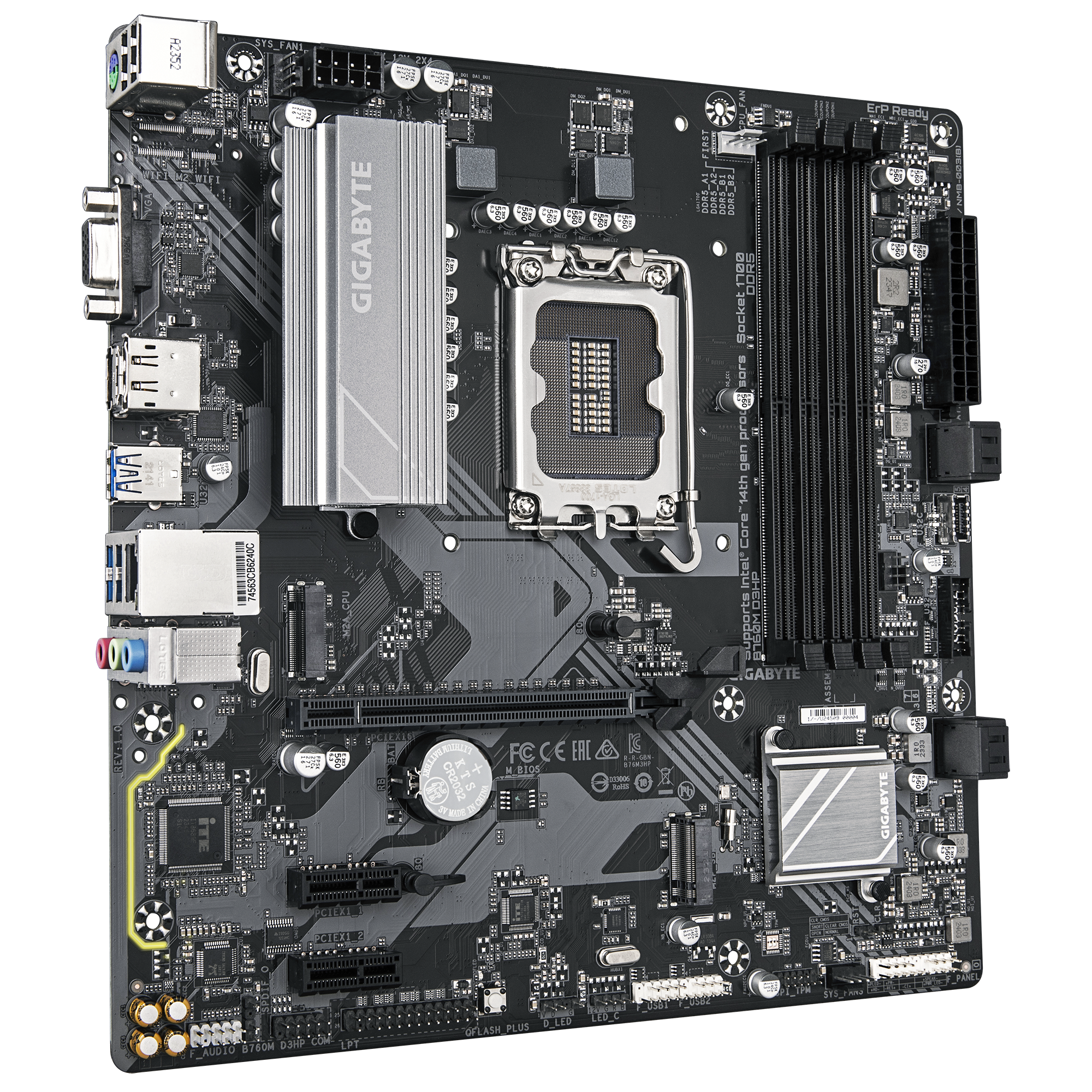 Tarjeta Madre Gigabyte B760M D3HP socket 1700 14a Gen 4xDDR5 1xVGA 1xHDMI 1xDP Micro ATX