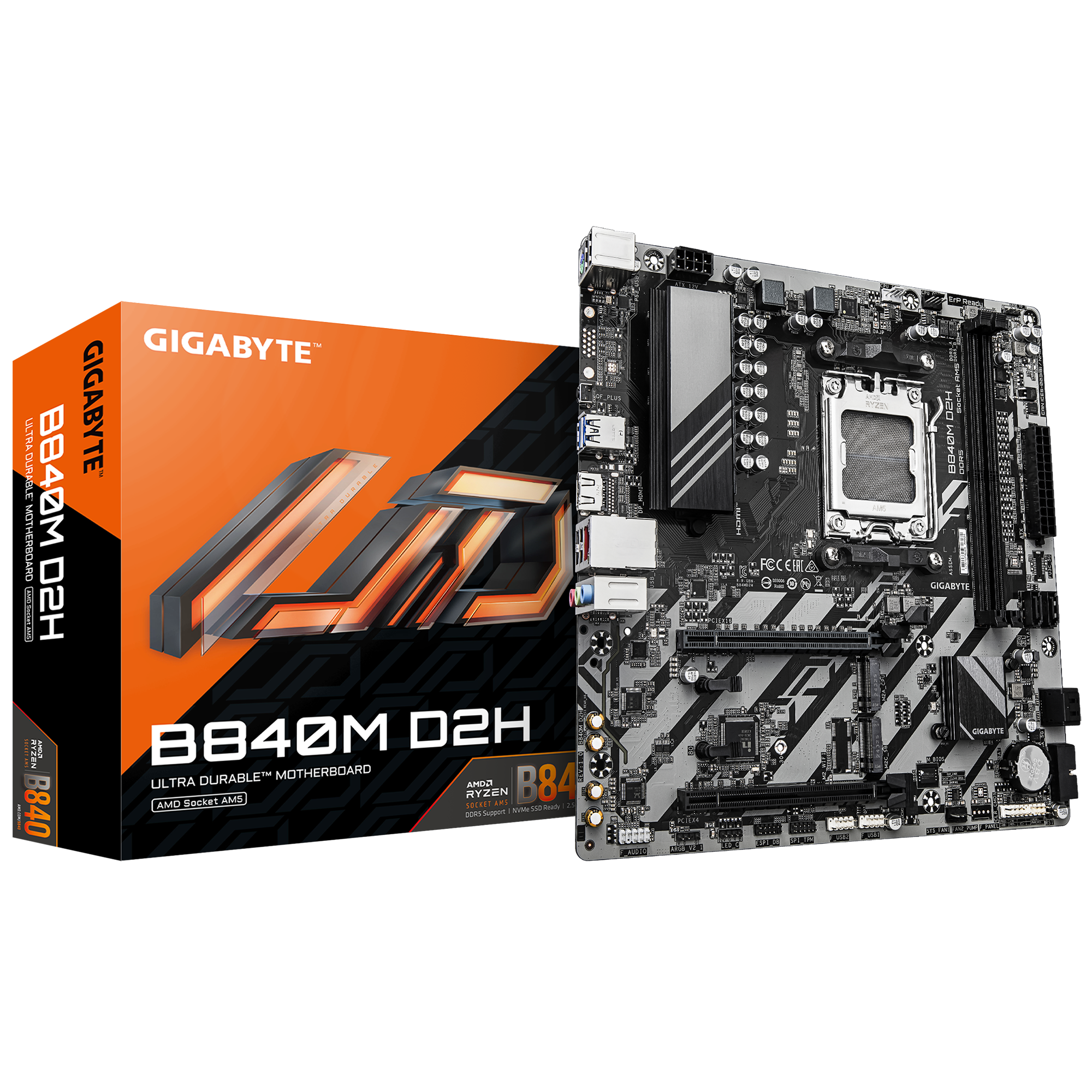 Tarjeta Madre Gigabyte B840M D2H AMD Socket AM5 2xDDR5 1xHDMI 1xDP 1xRJ45