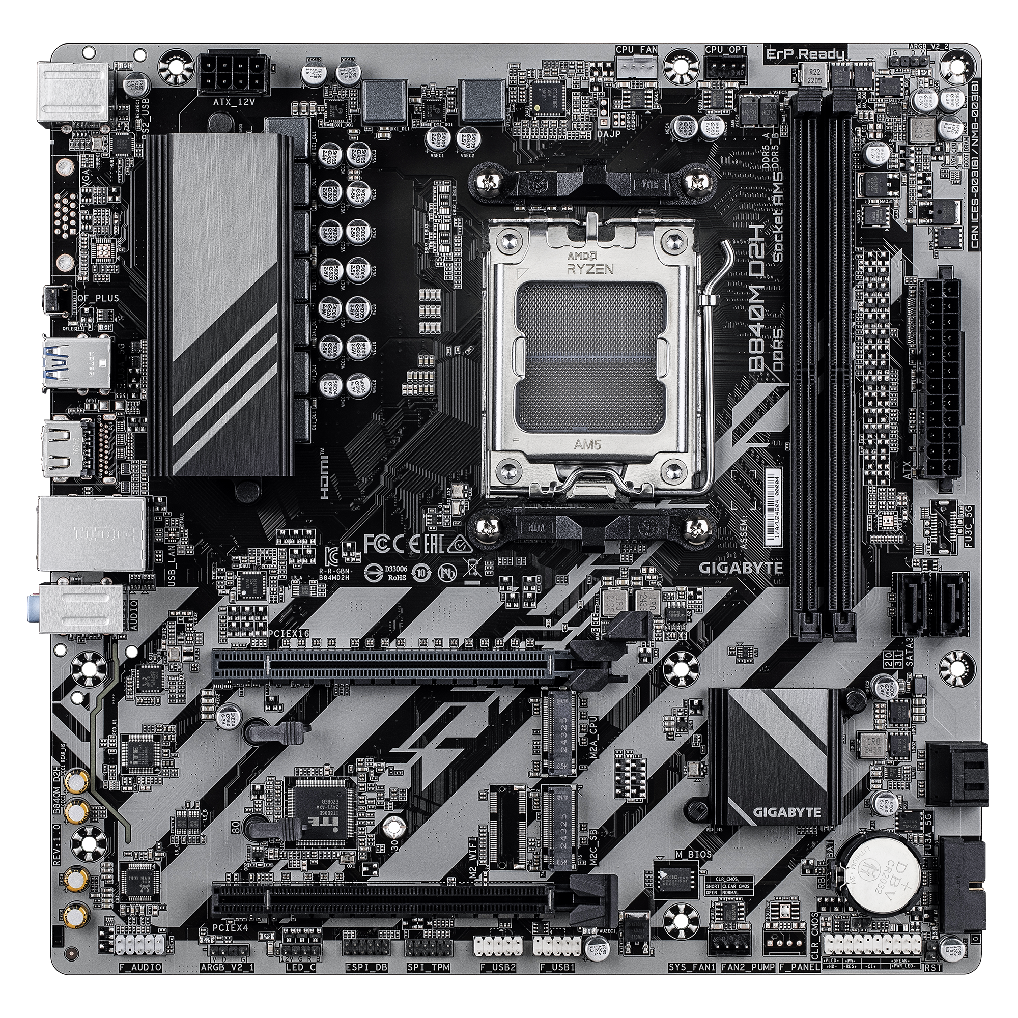 Tarjeta Madre Gigabyte B840M D2H AMD Socket AM5 2xDDR5 1xHDMI 1xDP 1xRJ45
