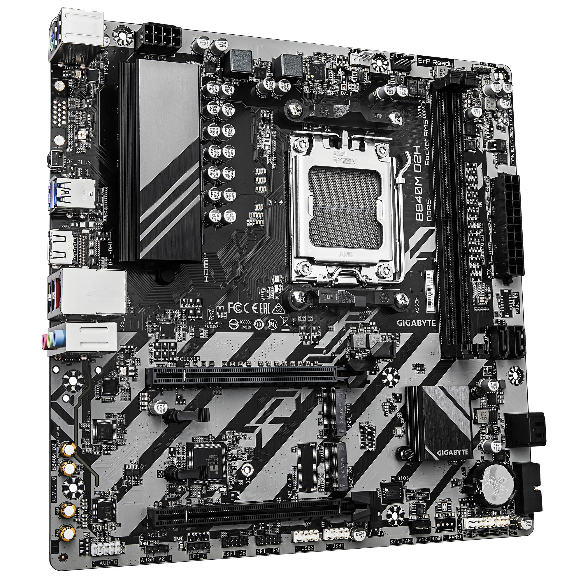 Tarjeta Madre Gigabyte B840M D2H AMD Socket AM5 2xDDR5 1xHDMI 1xDP 1xRJ45