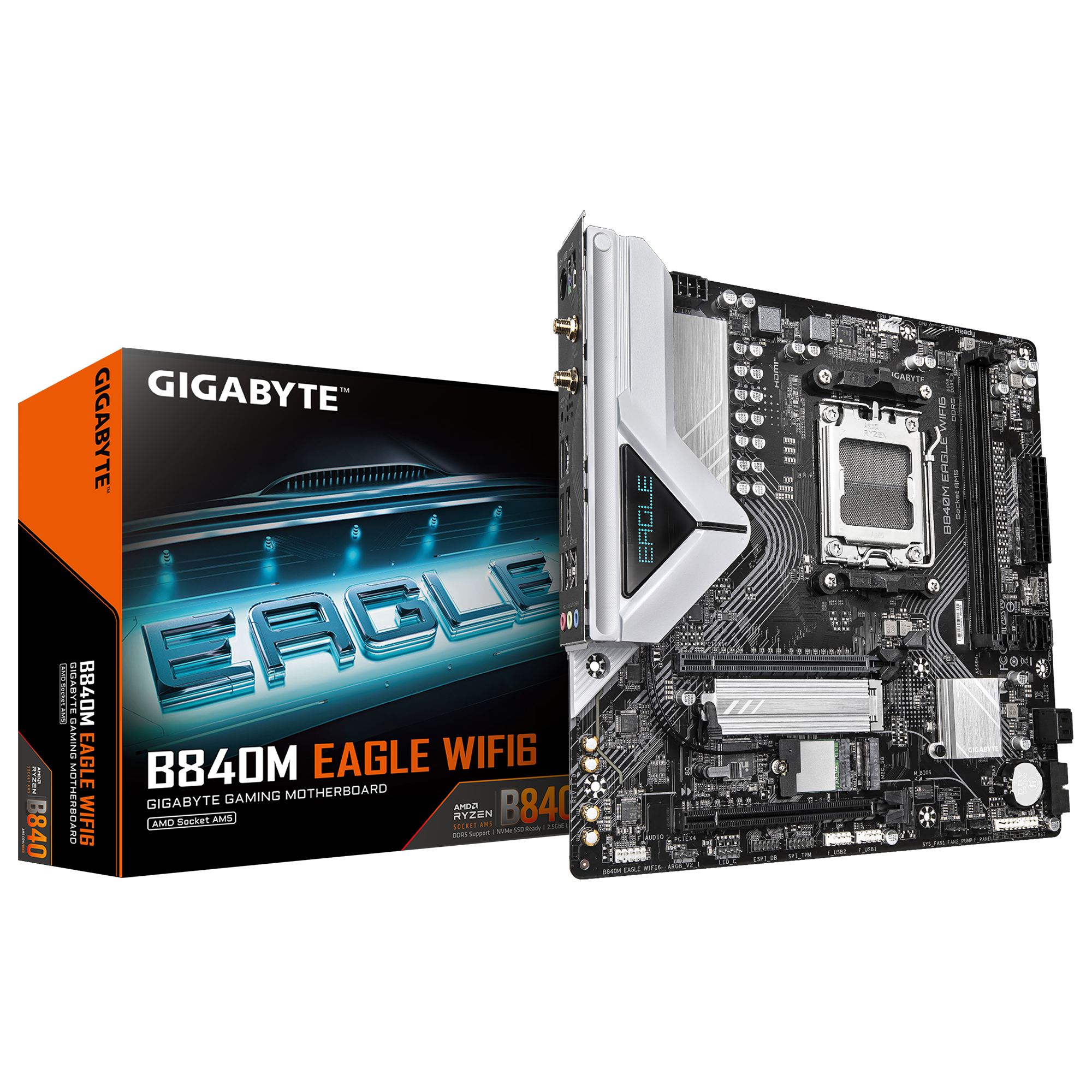 Tarjeta Madre Gigabyte B840M EAGLE WIFI6 AMD Socket AM5 2xDDR5 1xHDMI 1xDP 1xRJ45