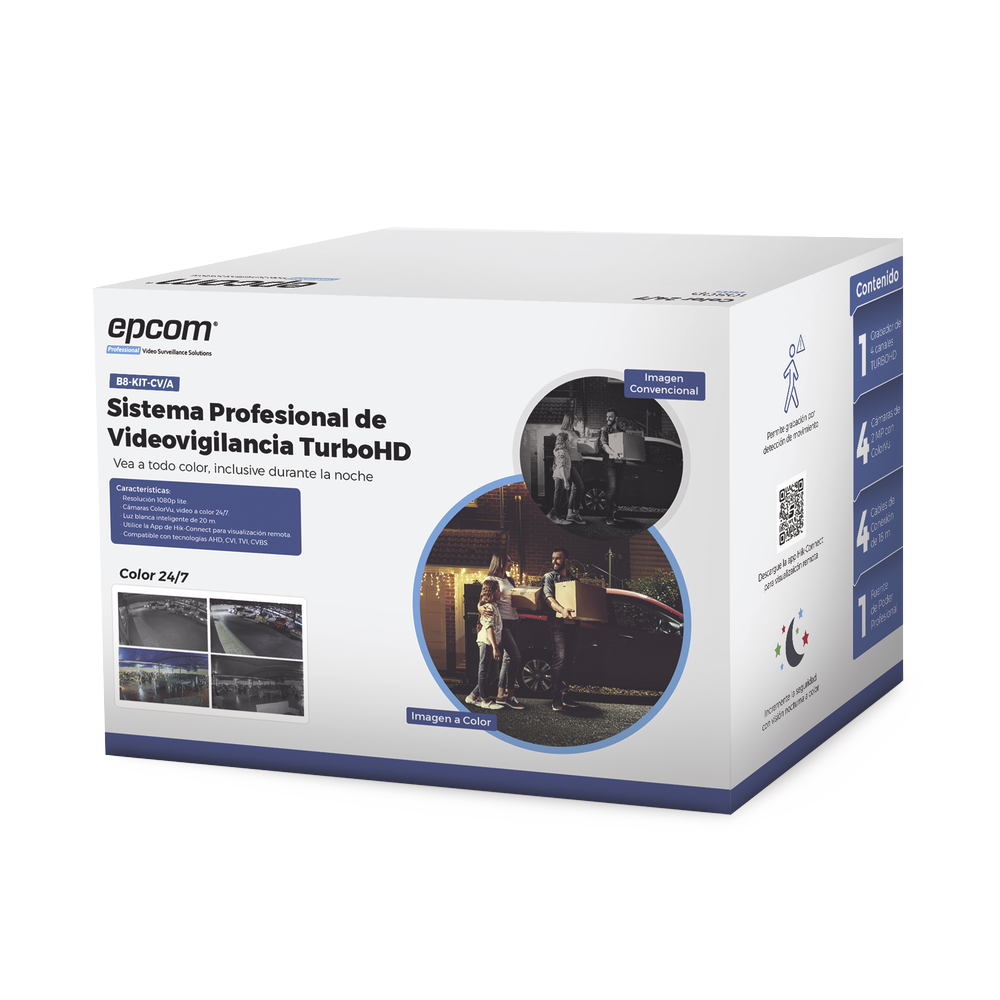 Kit TurboHD 1080p, DVR 8 Canales, 8 Cámaras Bala ColorVu con Micrófono Integrado, Fuente de Poder y Accesorios de Instalación