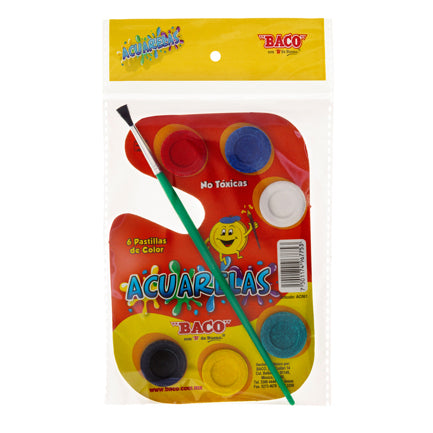 Acuarela Baco Paleta Carton C/6 Colores
