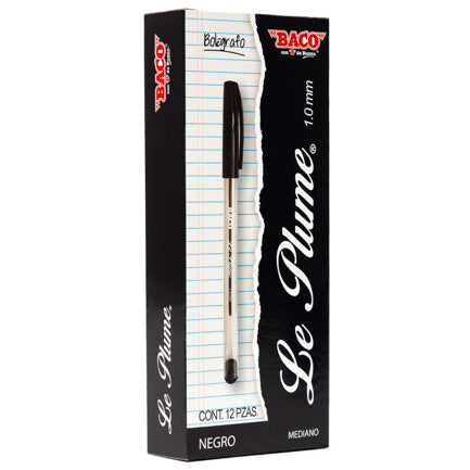 Boligrafo Baco Le Plume 1.0Mm Negro Caja C/12