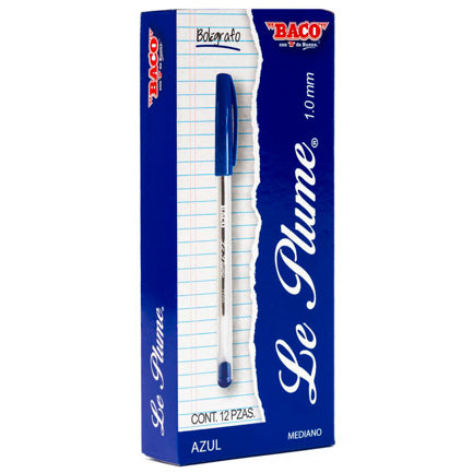 Boligrafo Baco Le Plume 1.0Mm Azul Caja C/12