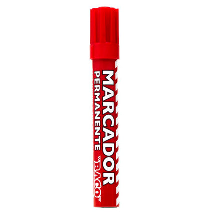 Marcador Baco Permanente Tubo Aluminio Rojo Pqte/12