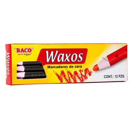Marcador Baco Cera Negro C/12