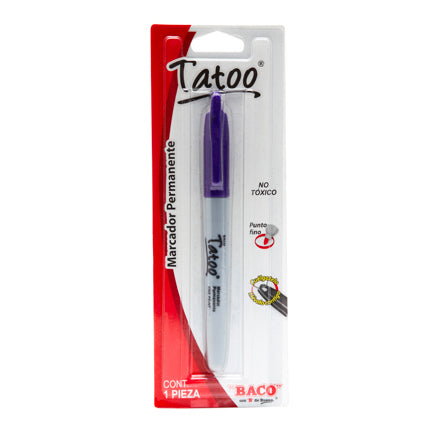 Marcador Perm Tatoo P/Fino Morado Caja C/6
