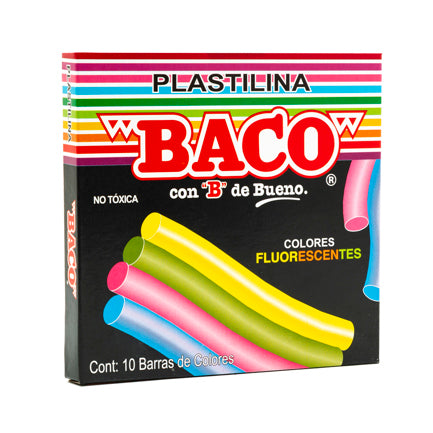 Plastilina Fluorecente Baco Caja C/10 Barritas