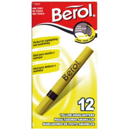 Resaltador Berol Amarillo C/12