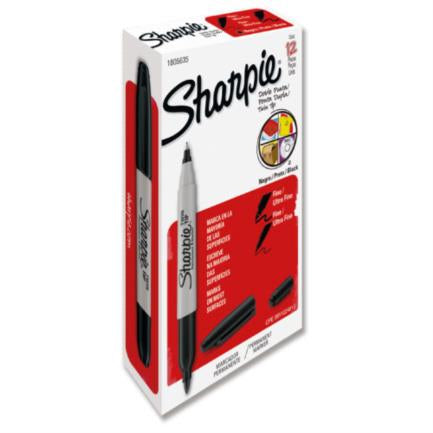 Marcador Sharpie Twin Tip Permanente Negro C/12 Pz