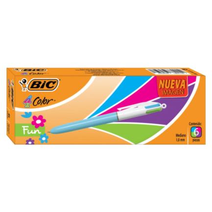 Bolígrafo Bic 4 Color Fun Punto Mediano 1.0Mm C/6 Pzas