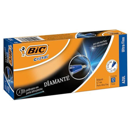Bolígrafo Bic Cristal Precisión Y Suavidad Punto Ultra Fino 0.7Mm Color Azul C/12 Pzas