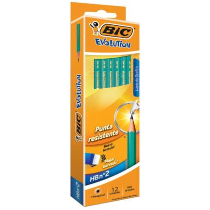 Lápiz Bic Evolution Hexagonal Grafito Hb2 C/12 Pzas
