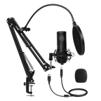 MICROFONO BALAM RUSH USB ALAMBRICO NEGRO FLITRO ANTI-POP STELAR MC970