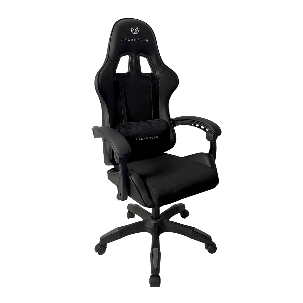 SILLA GAMER BALAM RUSH POWER RUSH V2 BLACK EDITION MEDIANA TELA Y PIEL RECLINABLE BR-934534