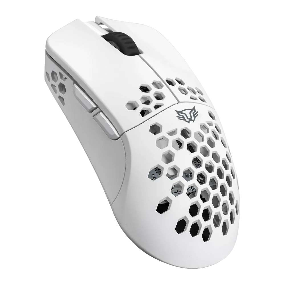 Mouse Balam Rush Speeder Light MG969 Blanco Inalámbrico/Bluetooth Caratula ultra ligera Recargable Tipo C 300mAh 5000DPI Iluminación Led 6 Botones