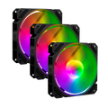 Kit 3 Ventiladores Balam Rush 120mm Negro Eolox Blaze EX70K ARGB Rainbown 120x120x25mm 1200RPM Hidráulico 12V Incluye Hub 4 Pin + 3 Pin