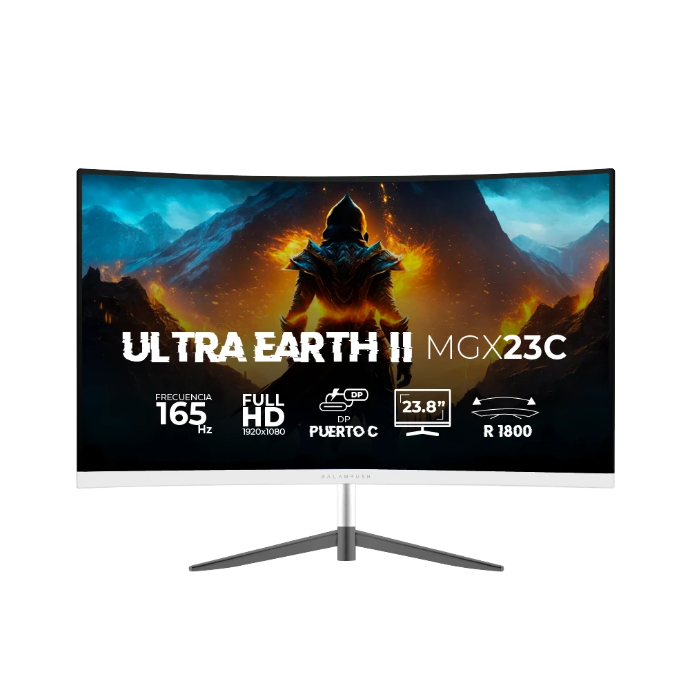 Monitor Balam Rush Ultra Earth II MGX23C VA 23.8 pulg curvo Blanco Full HD 1MS 165Hz HDMI + DP + TYPE-C 15W + 3.5mm