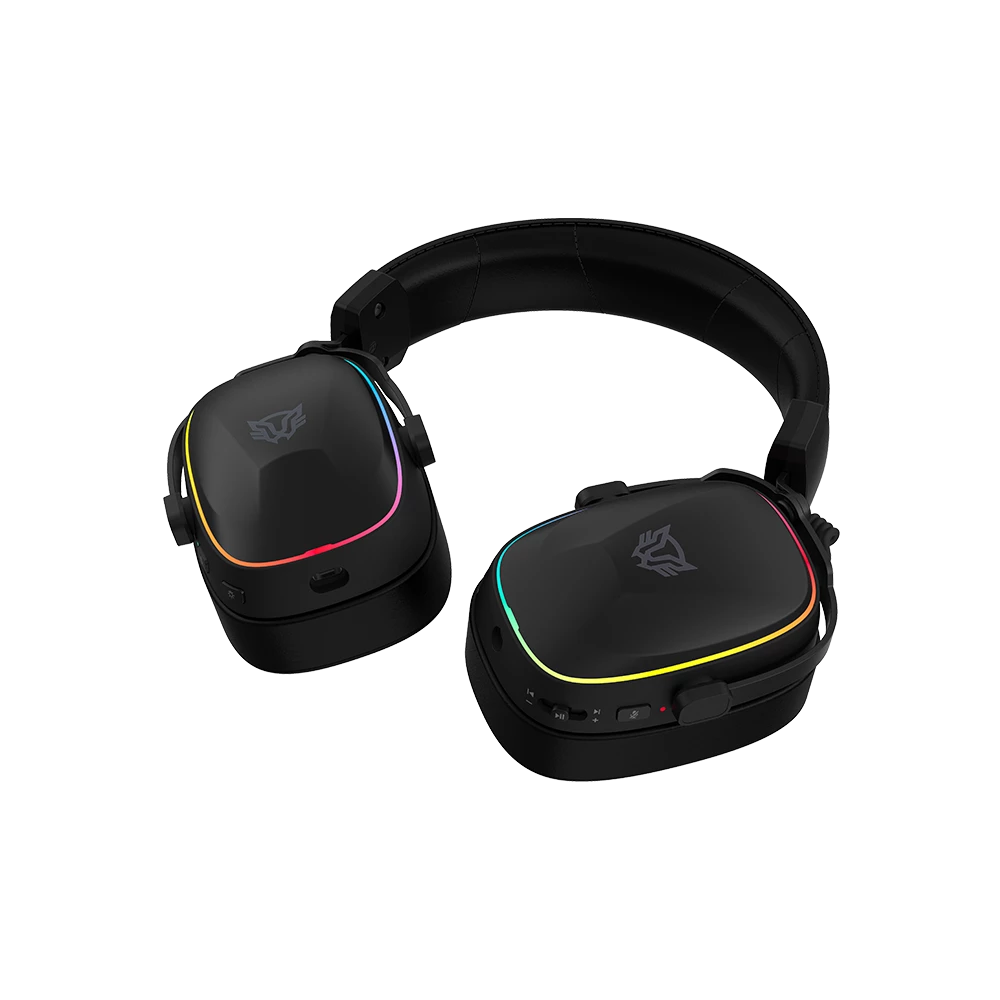 Audifonos Balam Rush Gamer Inalambricos Aeon Expert HS1100 RGB Negro Micro Desmontable Bluetooth 5.3 Dongle 2.4 MHz y Aux