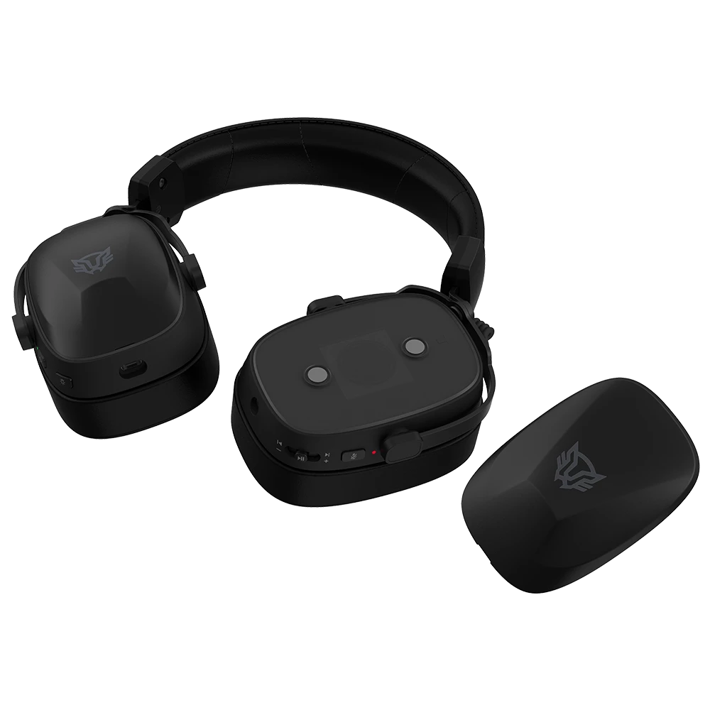 Audifonos Balam Rush Gamer Inalambricos Aeon Expert HS1100 RGB Negro Micro Desmontable Bluetooth 5.3 Dongle 2.4 MHz y Aux