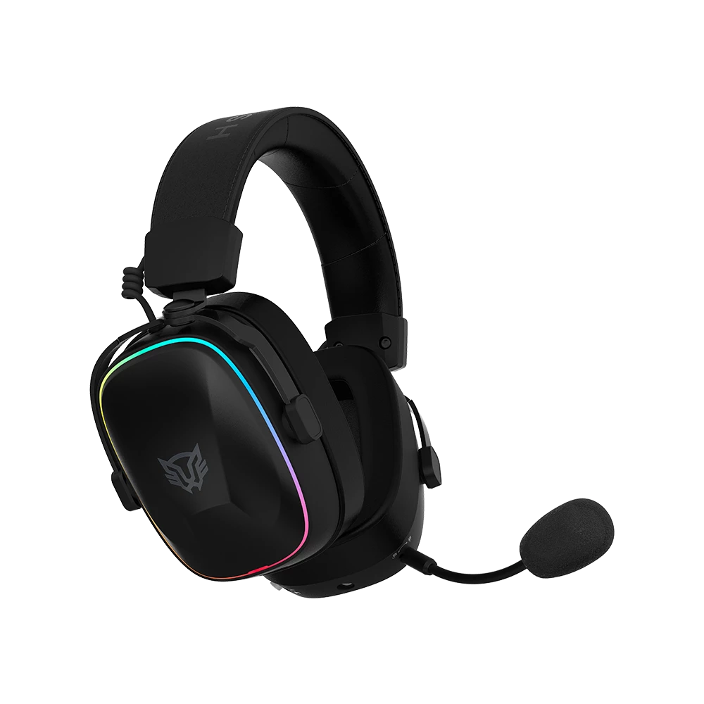 Audifonos Balam Rush Gamer Inalambricos Aeon Expert HS1100 RGB Negro Micro Desmontable Bluetooth 5.3 Dongle 2.4 MHz y Aux