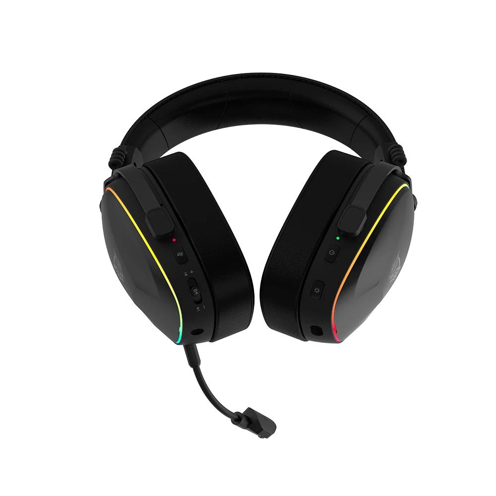 Audifonos Balam Rush Gamer Inalambricos Aeon Expert HS1100 RGB Negro Micro Desmontable Bluetooth 5.3 Dongle 2.4 MHz y Aux