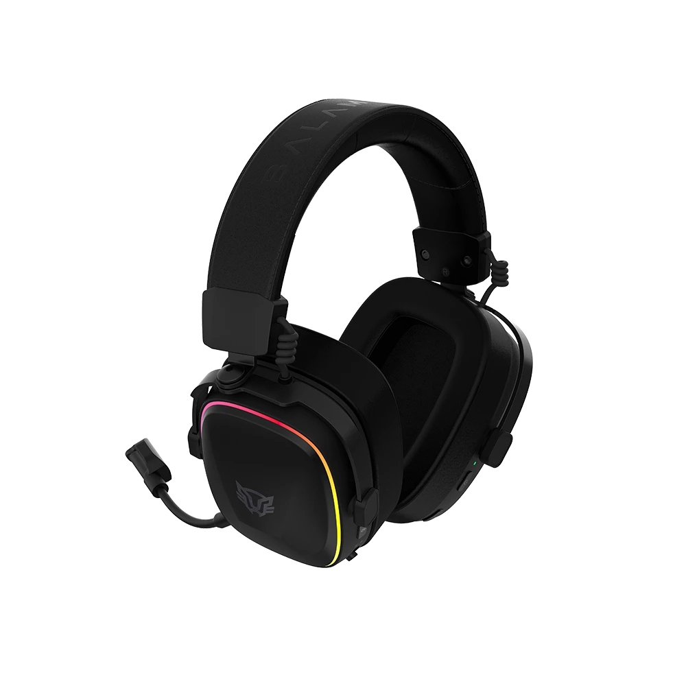 Audifonos Balam Rush Gamer Inalambricos Aeon Expert HS1100 RGB Negro Micro Desmontable Bluetooth 5.3 Dongle 2.4 MHz y Aux