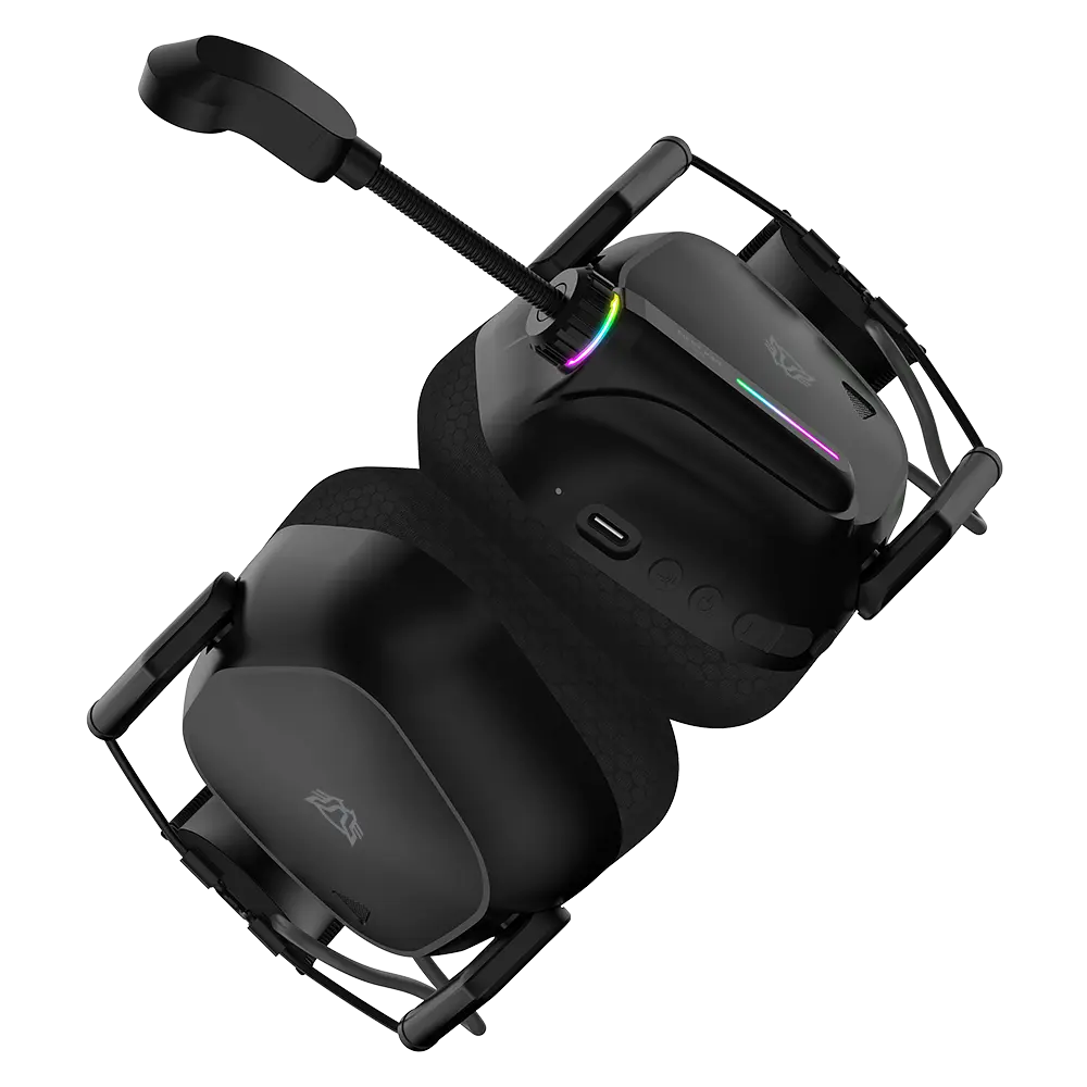 Audifonos Balam Rush Gamer Inalambricos Pilot Pro HS808 RGB Negro Bluetooth 5.3 y Dongle 2.4