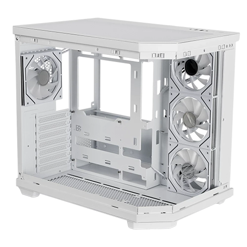 Gabinete Balam Rush Tank Master 9600 TB Media torre blanco cristal sin bordes 4xVentiladores ARGB ATX sin fuente