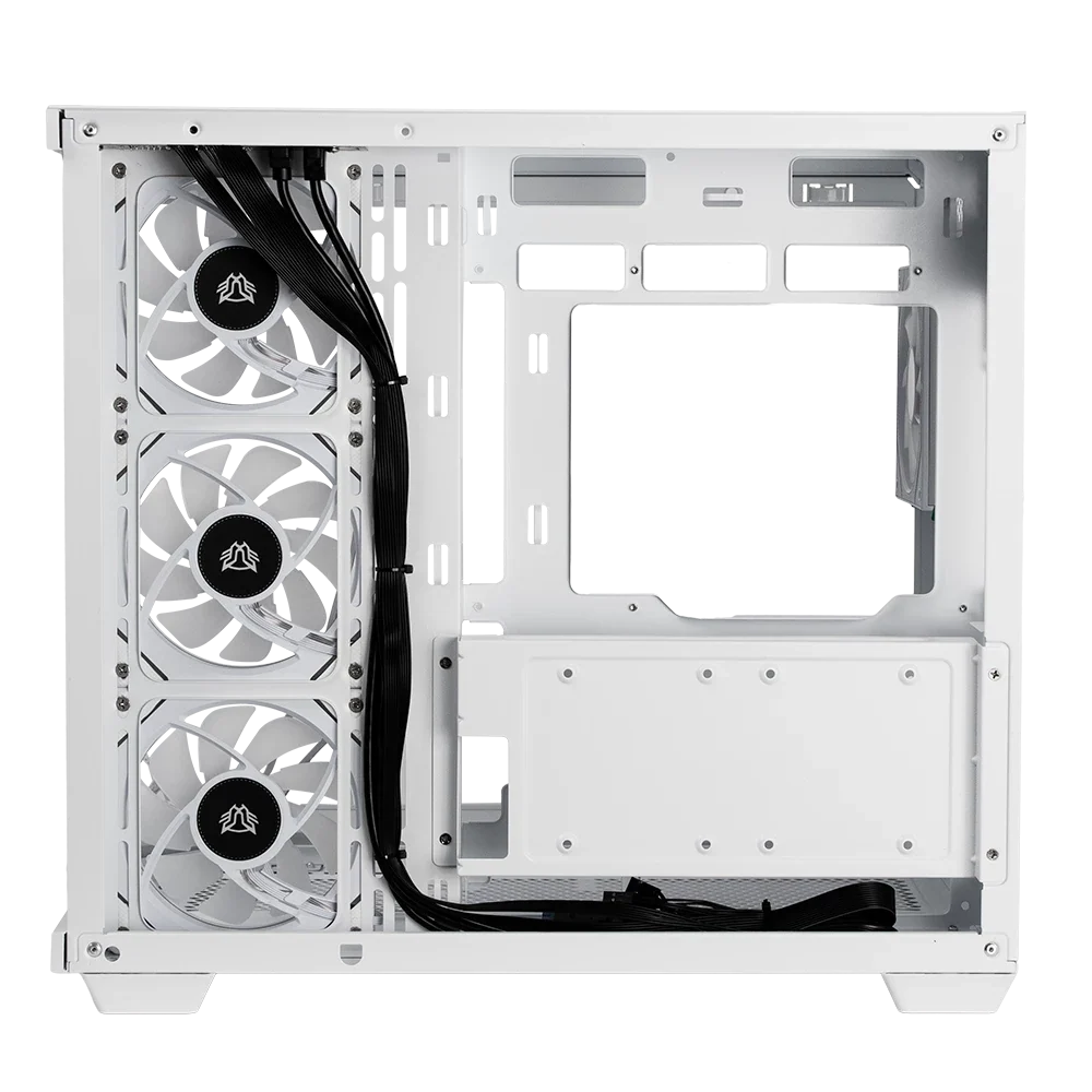 Gabinete Balam Rush Tank Master 9600 TB Media torre blanco cristal sin bordes 4xVentiladores ARGB ATX sin fuente