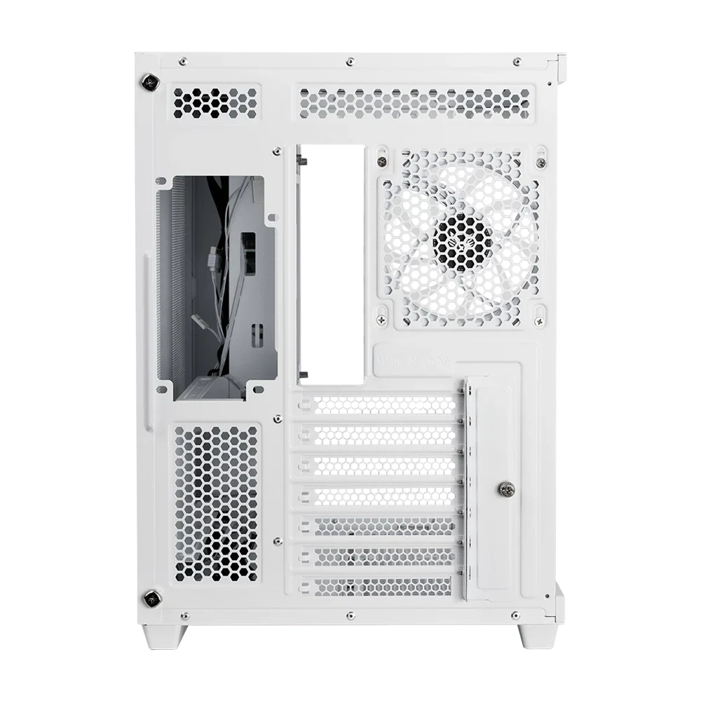 Gabinete Balam Rush Tank Master 9600 TB Media torre blanco cristal sin bordes 4xVentiladores ARGB ATX sin fuente