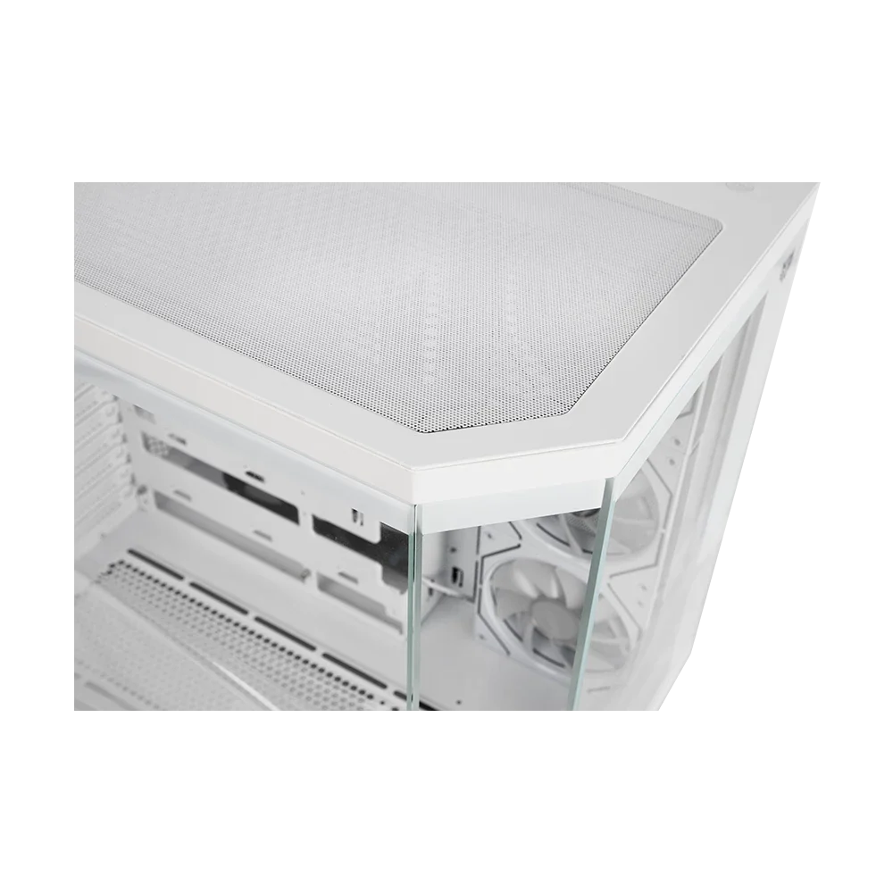 Gabinete Balam Rush Tank Master 9600 TB Media torre blanco cristal sin bordes 4xVentiladores ARGB ATX sin fuente