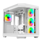 Gabinete Balam Rush Tank Master 9600 TB Media torre blanco cristal sin bordes 4xVentiladores ARGB ATX sin fuente