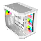 Gabinete Balam Rush Tank Master 9600 TB Media torre blanco cristal sin bordes 4xVentiladores ARGB ATX sin fuente
