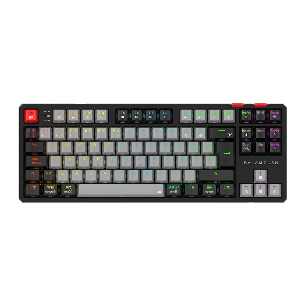 Teclado Gamer Balam Rush Level Pro GK990 Gris-Negro RGB 5 Dispositivos conectados Compatible con Windows / Mac / Android
