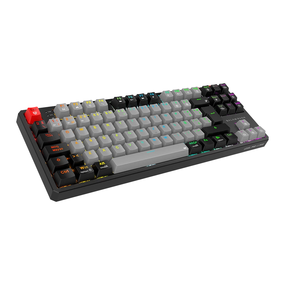 Teclado Gamer Balam Rush Level Pro GK990 Gris-Negro RGB 5 Dispositivos conectados Compatible con Windows / Mac / Android