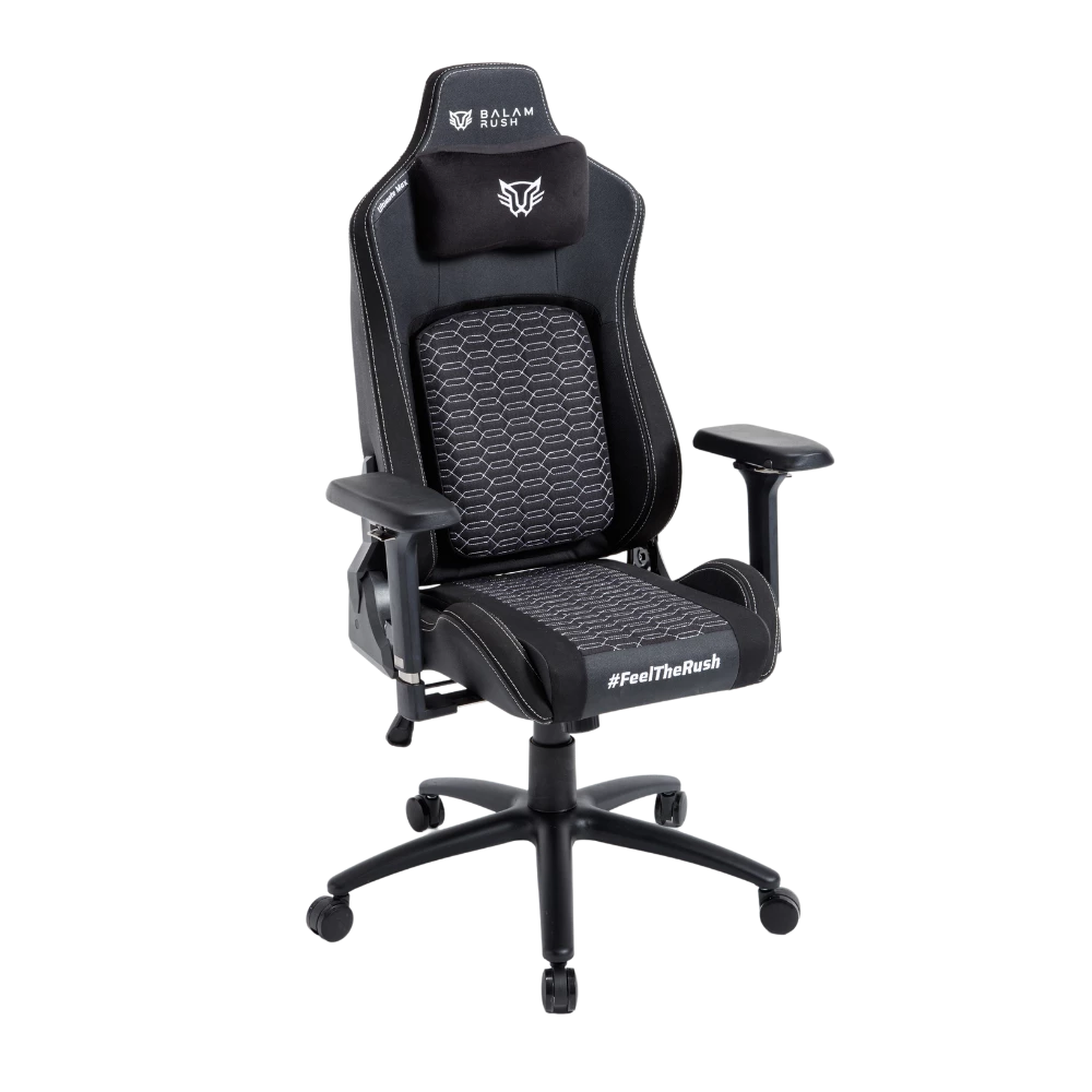 Silla Gamer Balam Rush Ultimate Max U3 Ergonomica Reclinable 135° 150kg Descansa Brazos 4D Cojín Lumbar + Cojín Cervical Negro