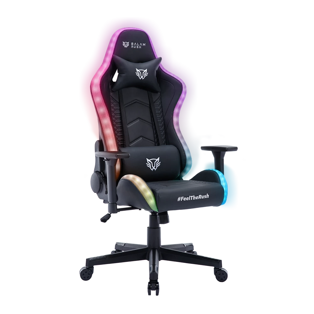 Silla Gamer Balam Rush Lightning Rush V2 RGB Ergonomica Reclinable 135° 150kg Descansa Brazos 3D Negro