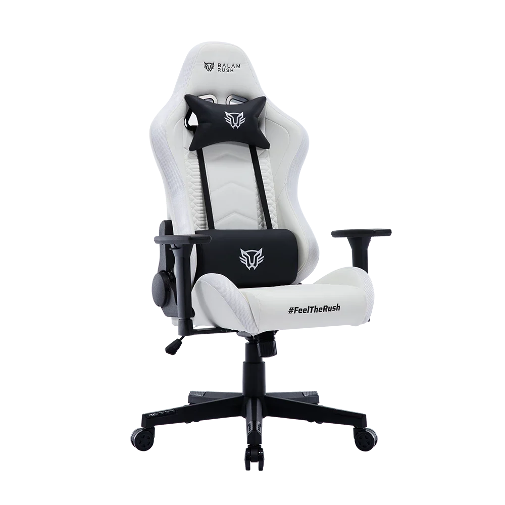 Silla Gamer Balam Rush Lightning Rush V2 RGB Ergonomica Reclinable 135° 150kg Descansa Brazos 3D Blanco
