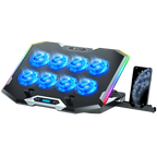 Base enfriadora Balam Rush para laptop 17 Eolox Frost Pro EF760 Legend Negro 15Vent 60mm 1xUSB A 1xUSB C Soporte para Celular 8Niveles de Ajuste RGB