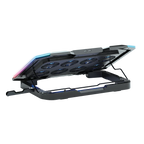 Base enfriadora Balam Rush para laptop 17 Eolox Frost Pro EF760 Legend Negro 15Vent 60mm 1xUSB A 1xUSB C Soporte para Celular 8Niveles de Ajuste RGB