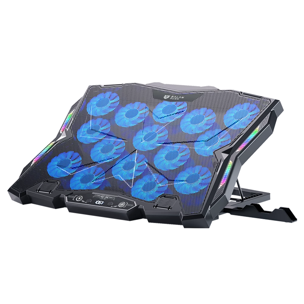 Base enfriadora Balam Rush para laptop 17 Eolox Frost EF740 Legend N 15 Vent 60mm 1xUSB C 1xUSB A Soporte para Celular 8 Niv Ajuste RGB